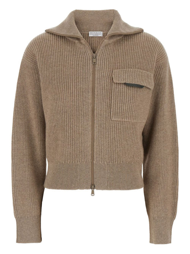 Brunello Cucinelli Cashmere Zipped Cardigan - Brown
