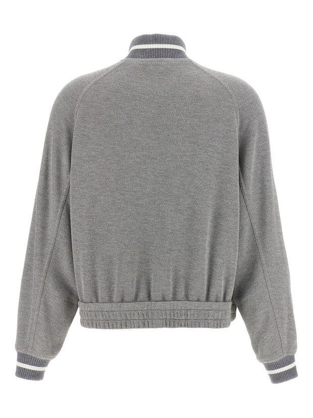 Brunello Cucinelli Logo Zipped Sweatshirt -Grey