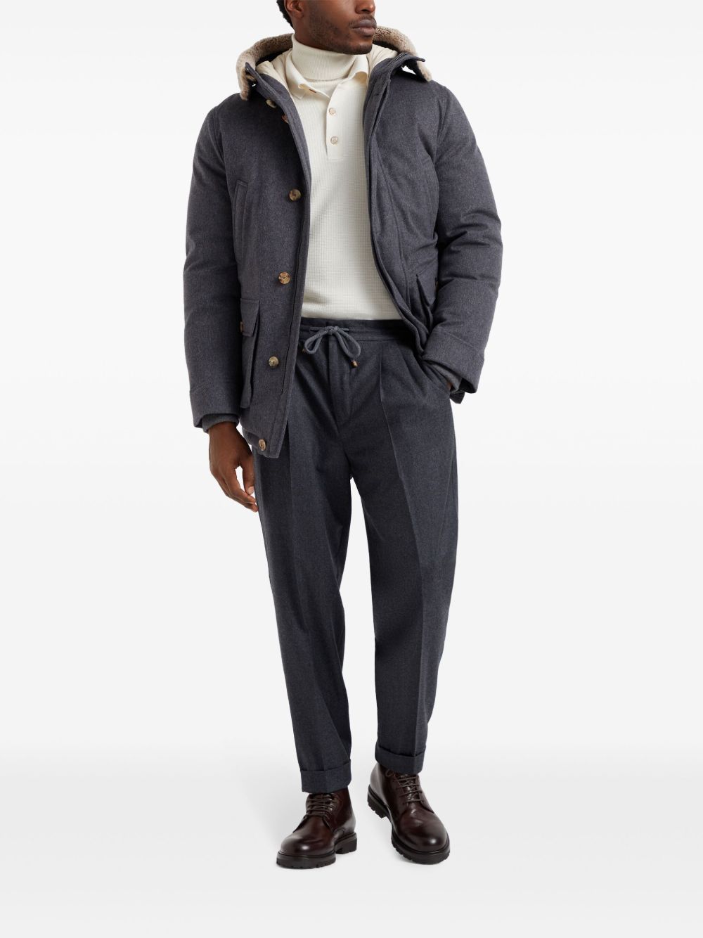Brunello Cucinelli Drawstring-waistband Wool Tapered Trousers