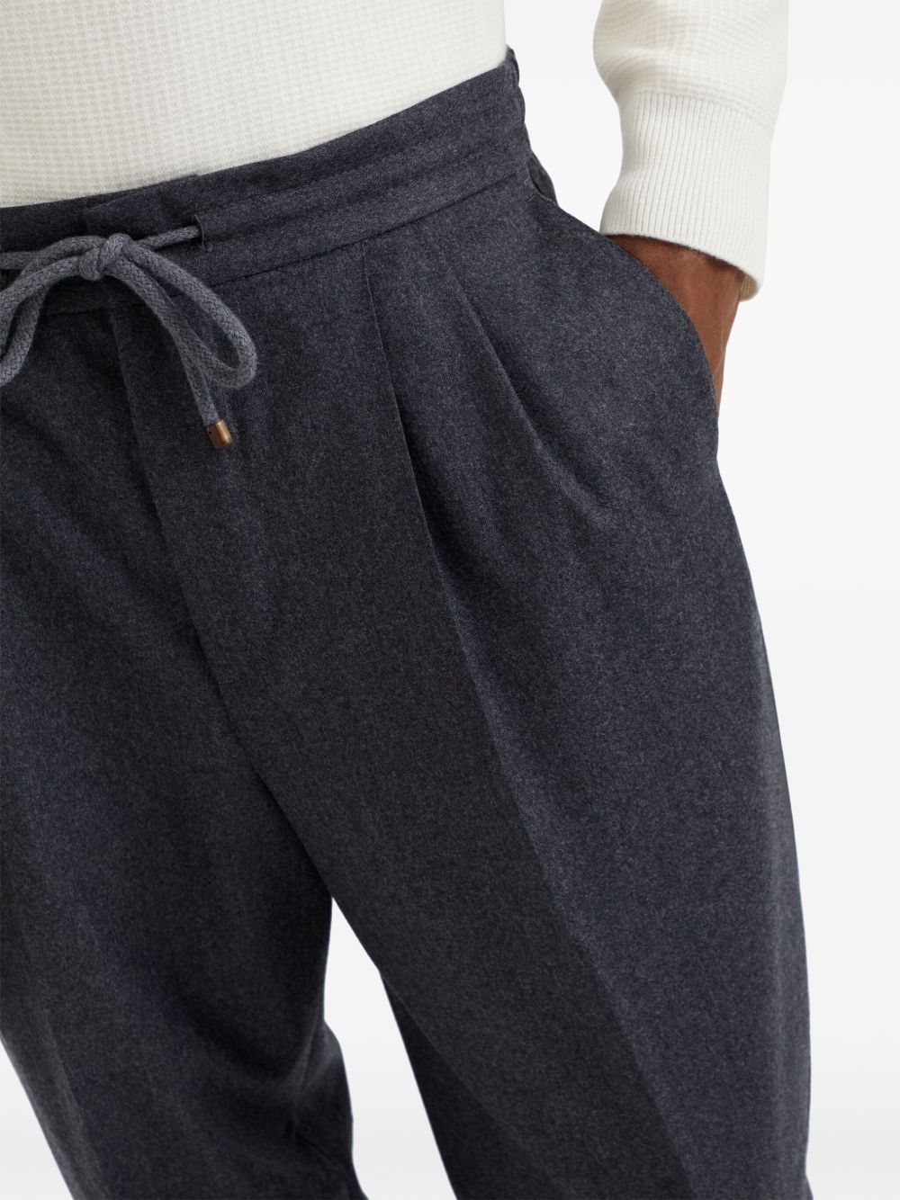 Brunello Cucinelli Drawstring-waistband Wool Tapered Trousers