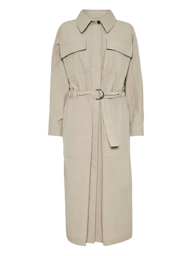 Brunello Cucinelli Water-resistant Techno Cotton Trench With Shiny Detail