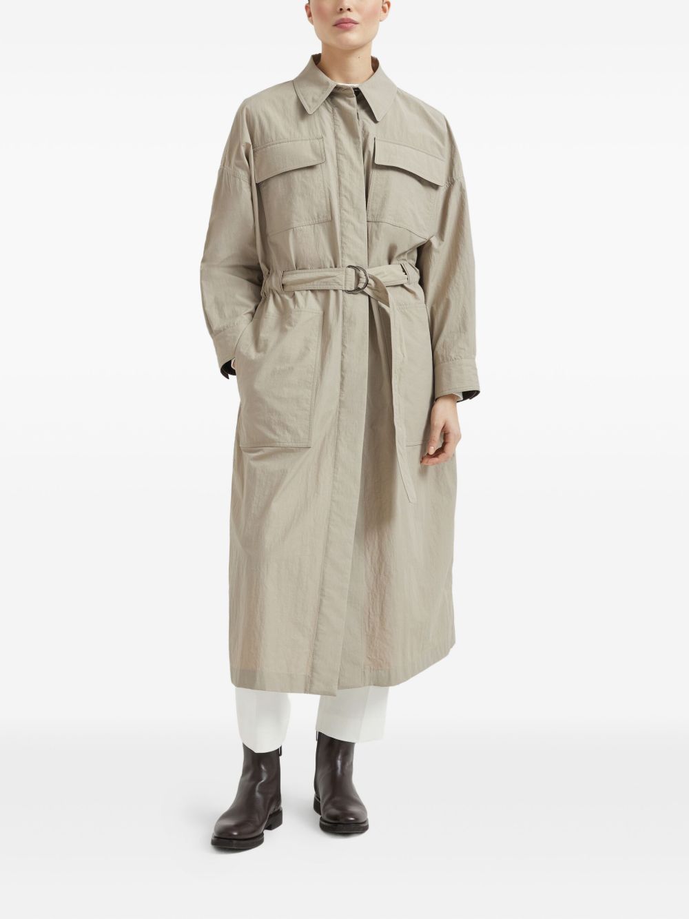 Brunello Cucinelli Water-resistant Techno Cotton Trench With Shiny Detail