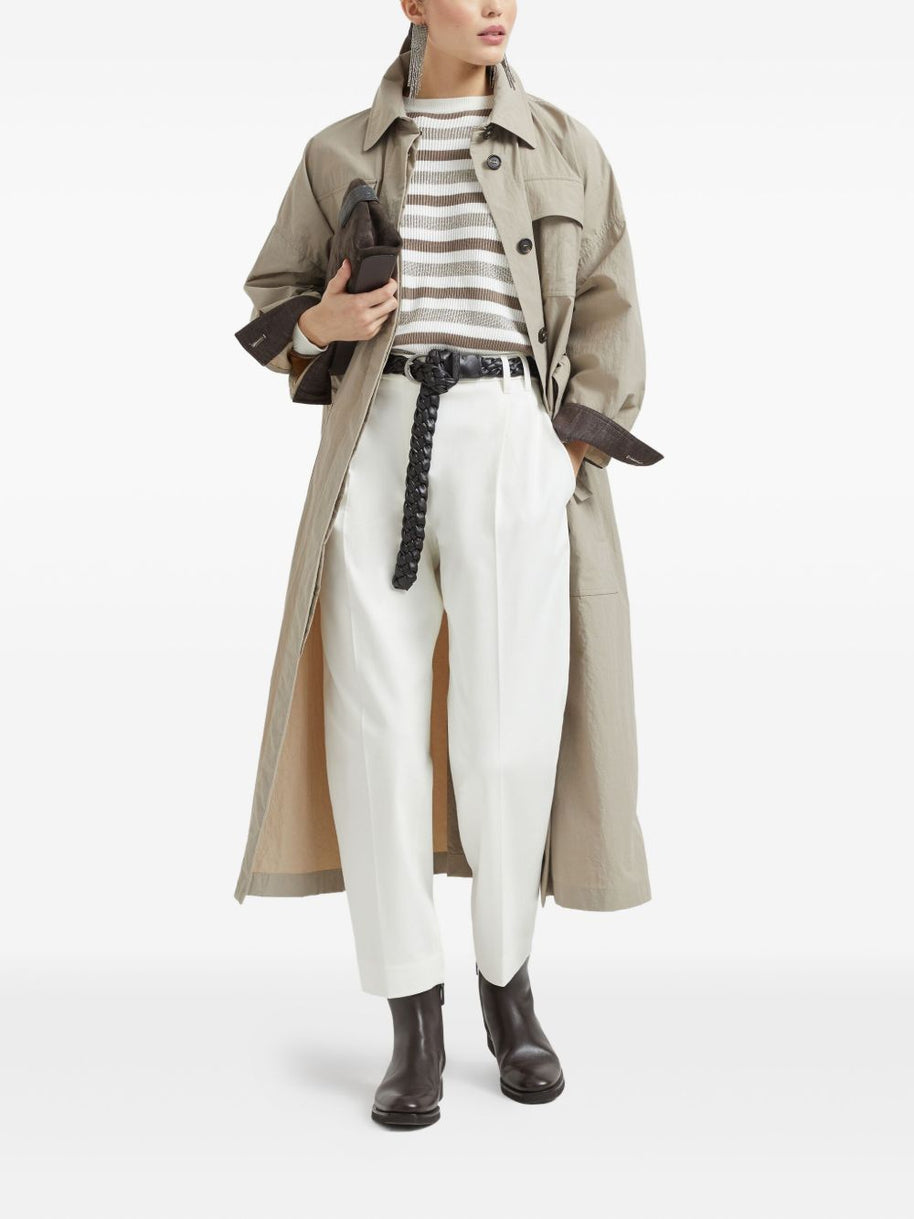 Brunello Cucinelli Water-resistant Techno Cotton Trench With Shiny Detail