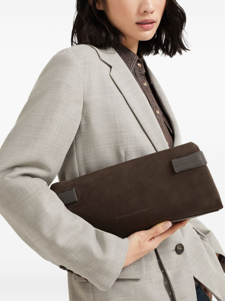 Brunello Cucinelli Suede Leather Clutch Bag -. Black