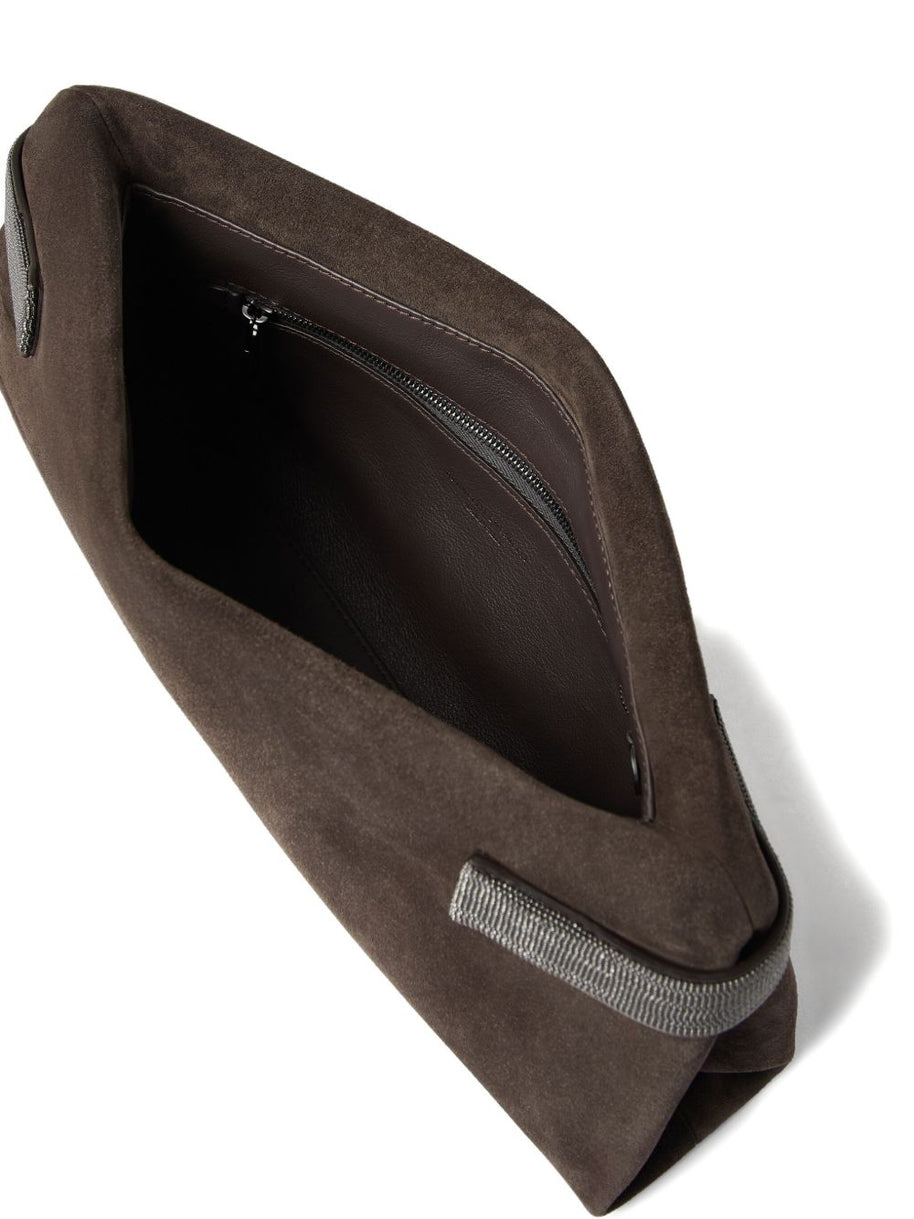 Brunello Cucinelli Suede Leather Clutch Bag -. Black