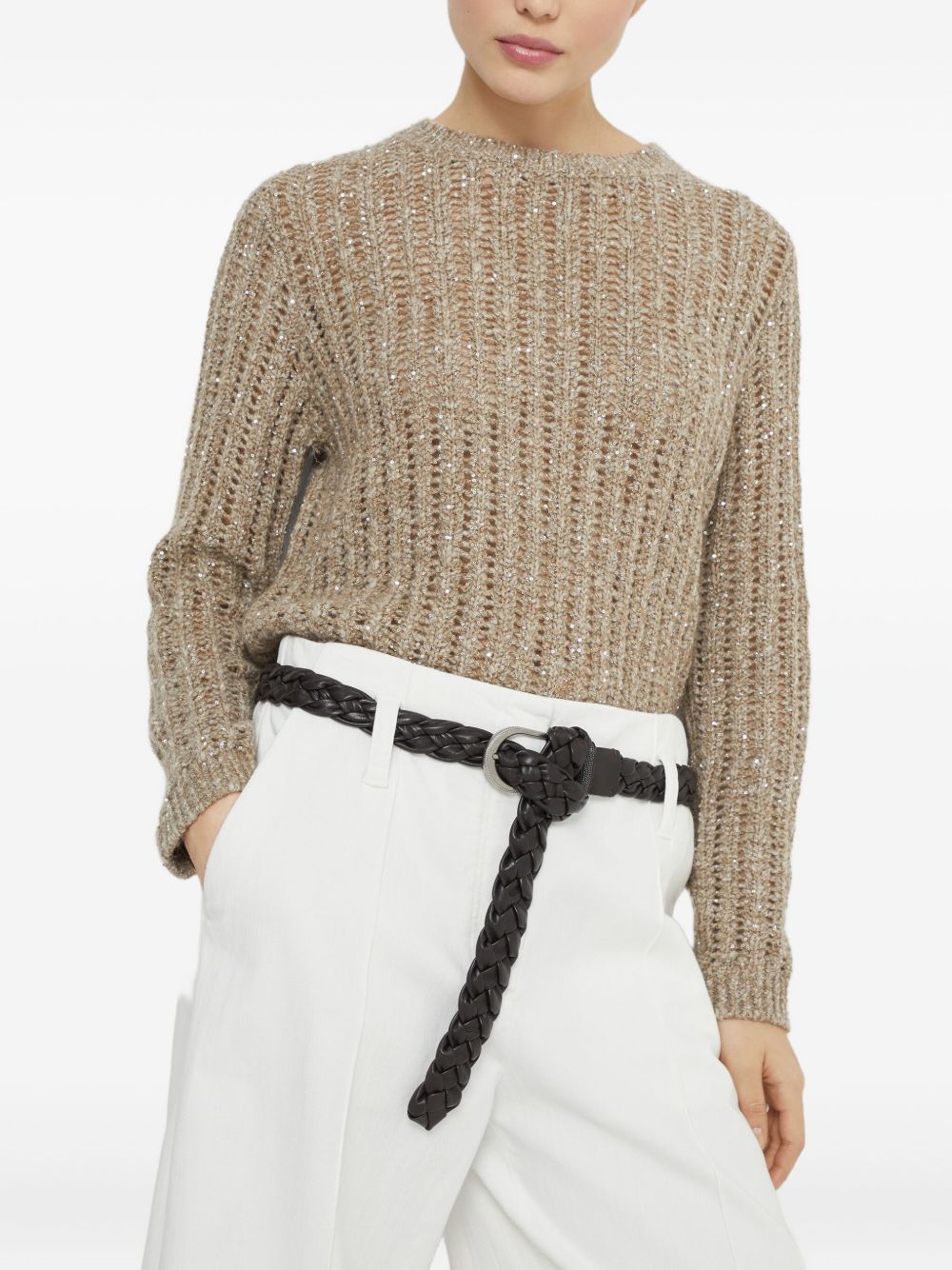 Brunello Cucinelli Wool Crewneck Sweater - Beige