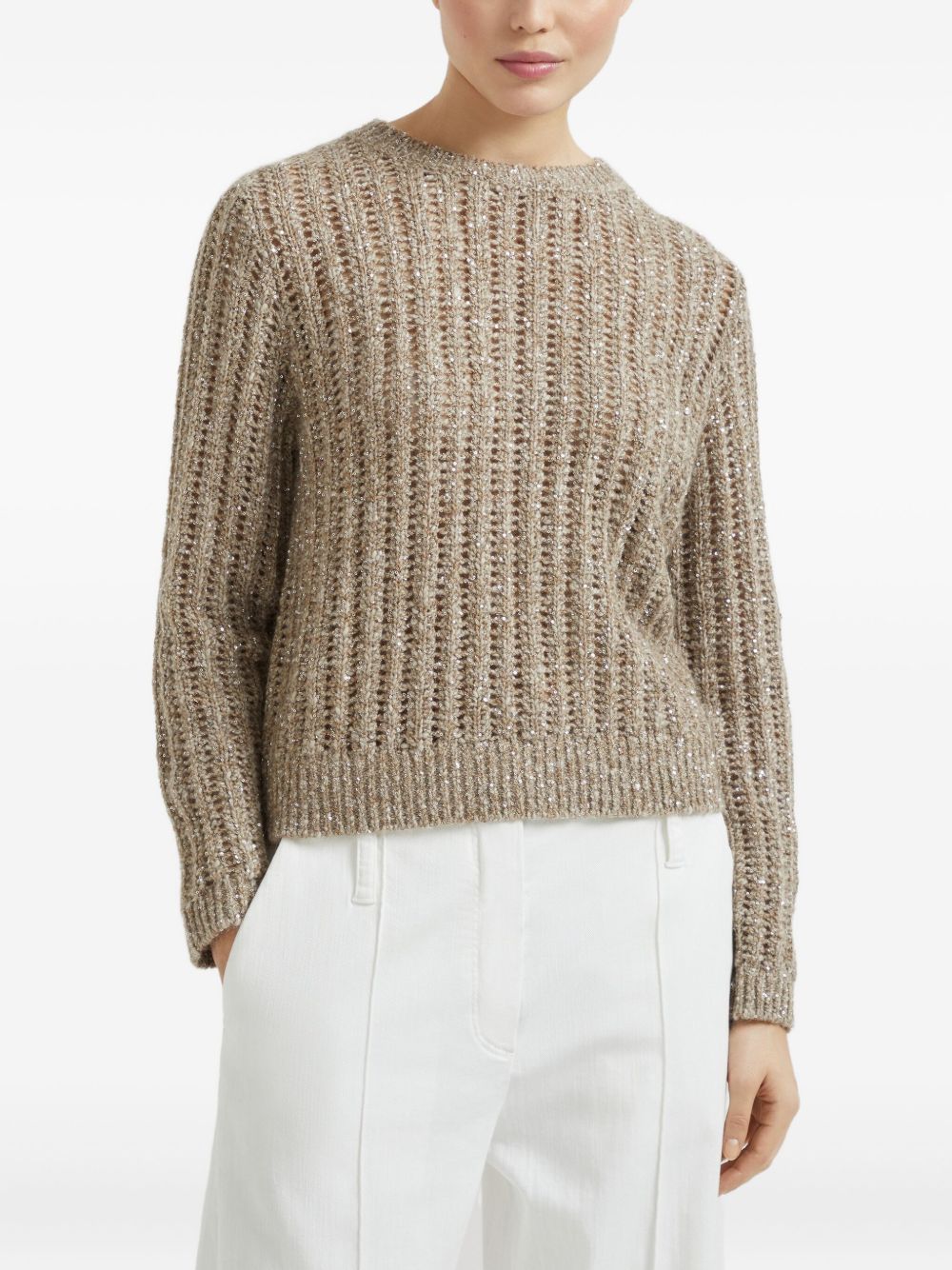 Brunello Cucinelli Wool Crewneck Sweater - Beige