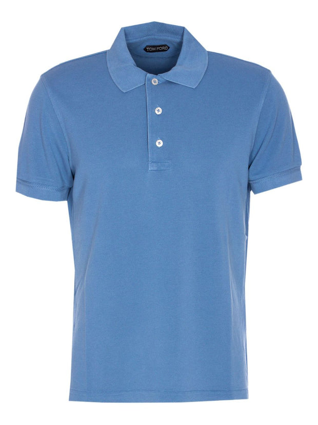 Tom Ford Lyocell Pique Polo Shirt - Blue