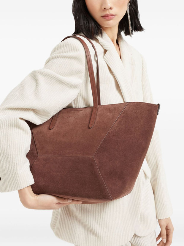 Brunello Cucinelli BC Duo Bag In Suede With Monili