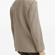 Brunello Cucinelli Sparkling Cotton And Viscose English Rib Knit Blazer With Monili