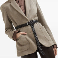 Brunello Cucinelli Sparkling Cotton And Viscose English Rib Knit Blazer With Monili