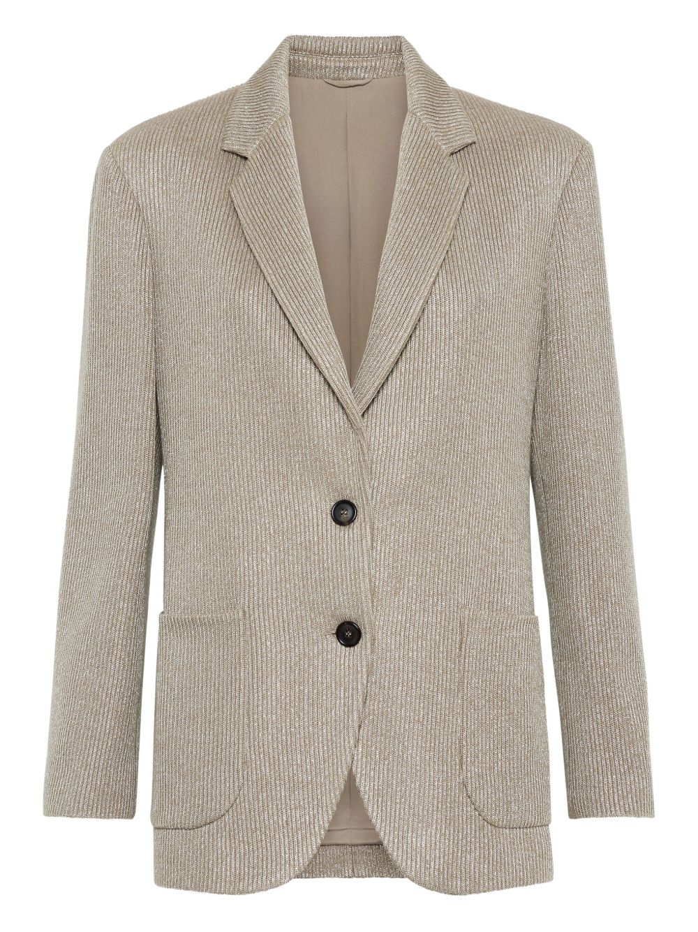 Brunello Cucinelli Sparkling Cotton And Viscose English Rib Knit Blazer With Monili