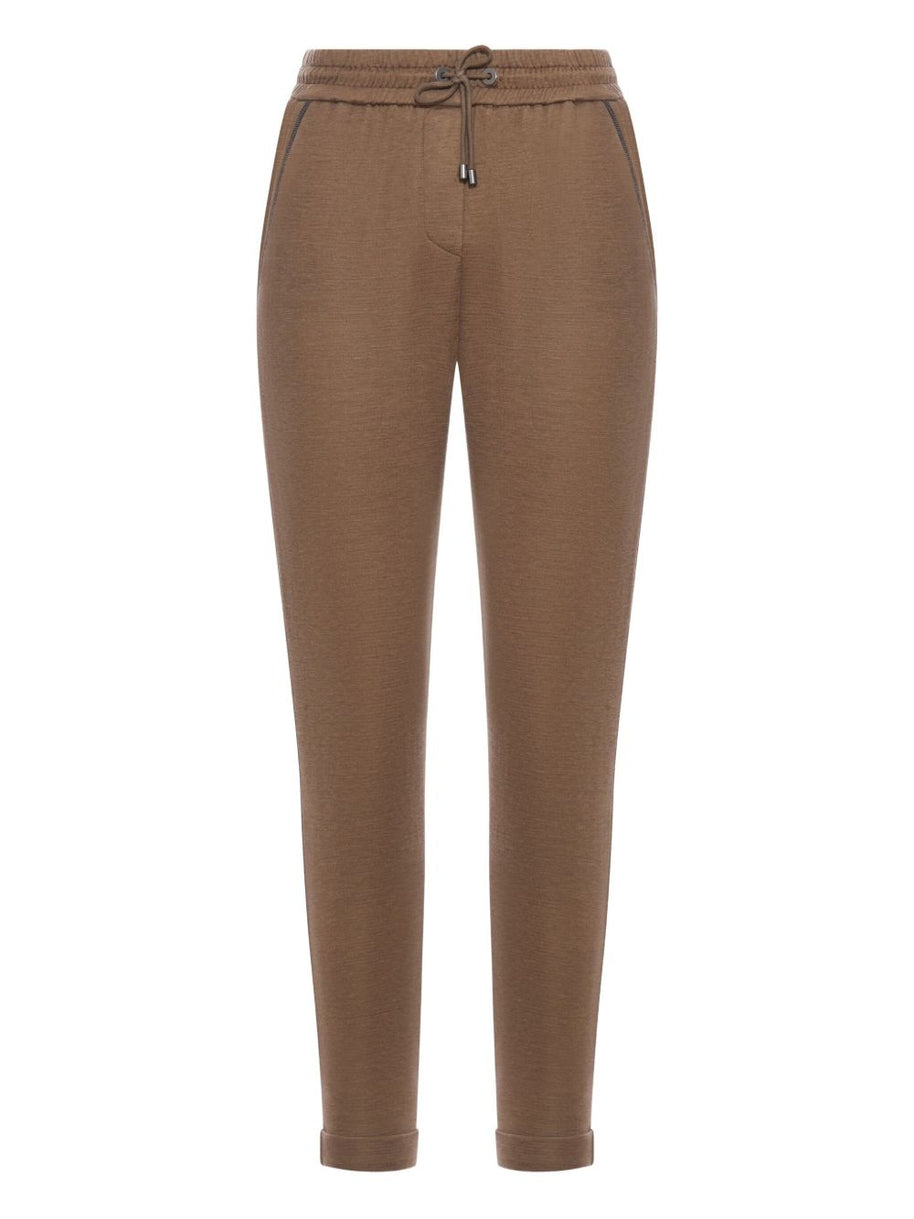 Brunello Cucinelli Cotton And Silk Blend Trousers - Brown