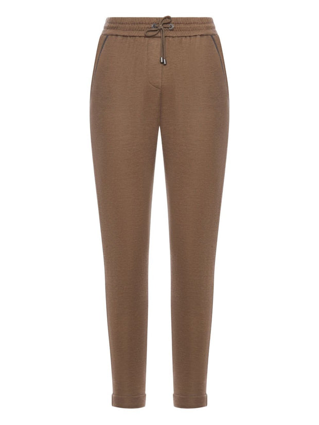 Brunello Cucinelli Cotton And Silk Blend Trousers - Brown