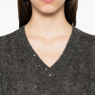 Brunello Cucinelli Wool V-necked Sweater - Grey