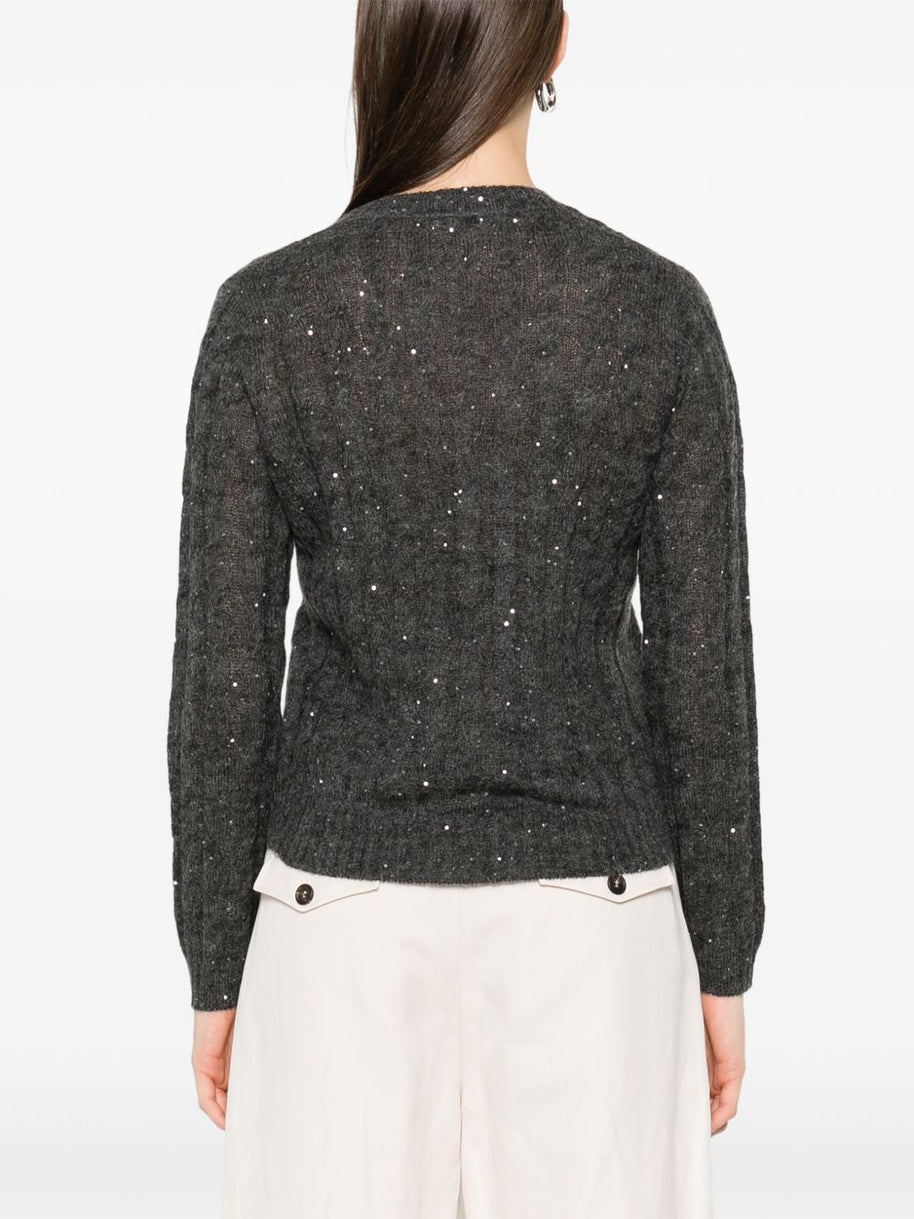 Brunello Cucinelli Wool V-necked Sweater - Grey