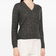 Brunello Cucinelli Wool V-necked Sweater - Grey