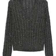 Brunello Cucinelli Wool V-necked Sweater - Grey