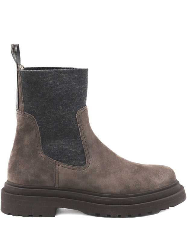 Brunello Cucinelli Suede Leather Chelsea Boots - Black