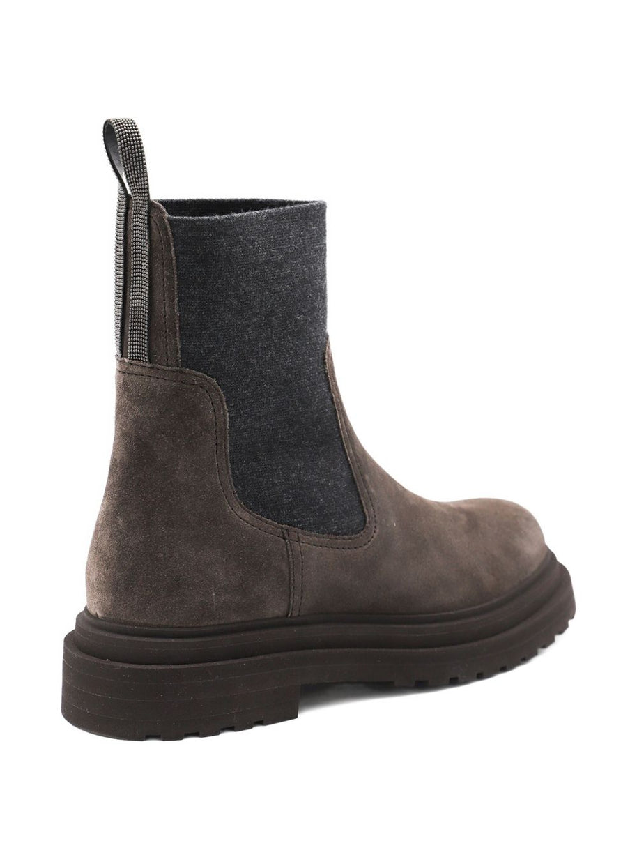 Brunello Cucinelli Suede Leather Chelsea Boots - Black