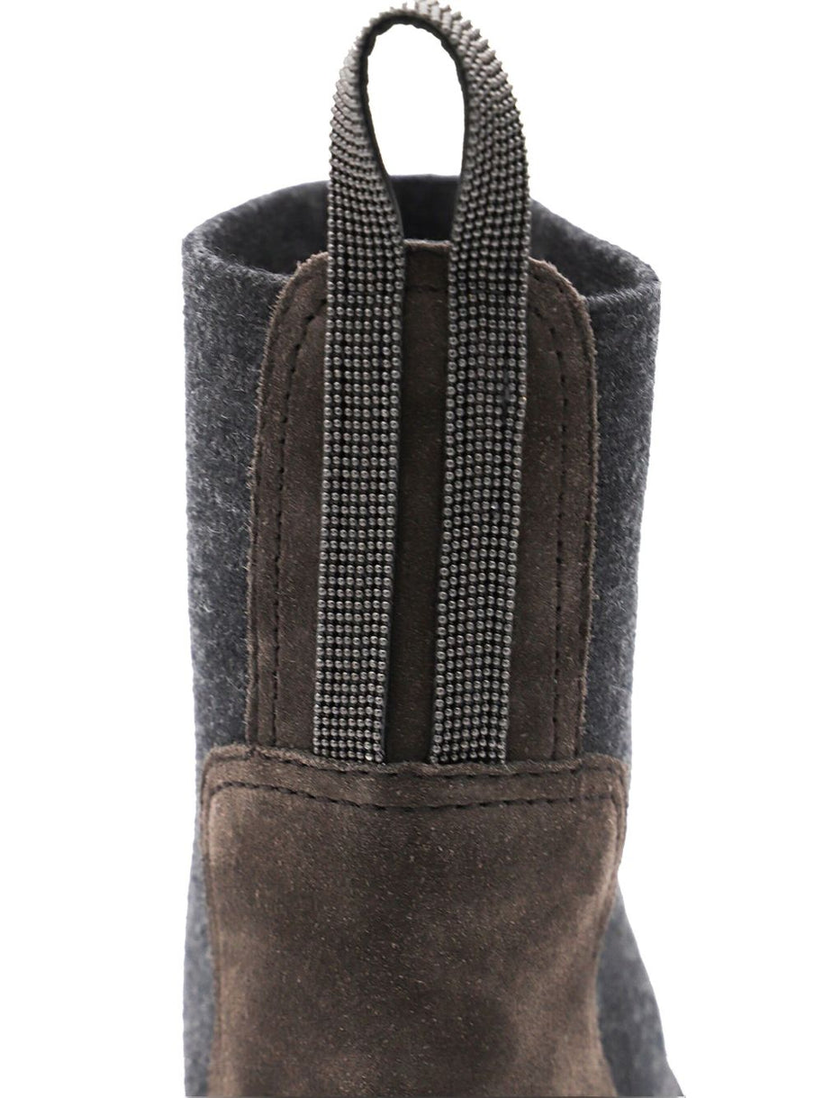 Brunello Cucinelli Suede Leather Chelsea Boots - Black