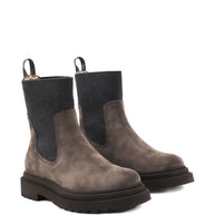 Brunello Cucinelli Suede Leather Chelsea Boots - Black