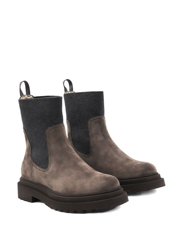 Brunello Cucinelli Suede Leather Chelsea Boots - Black