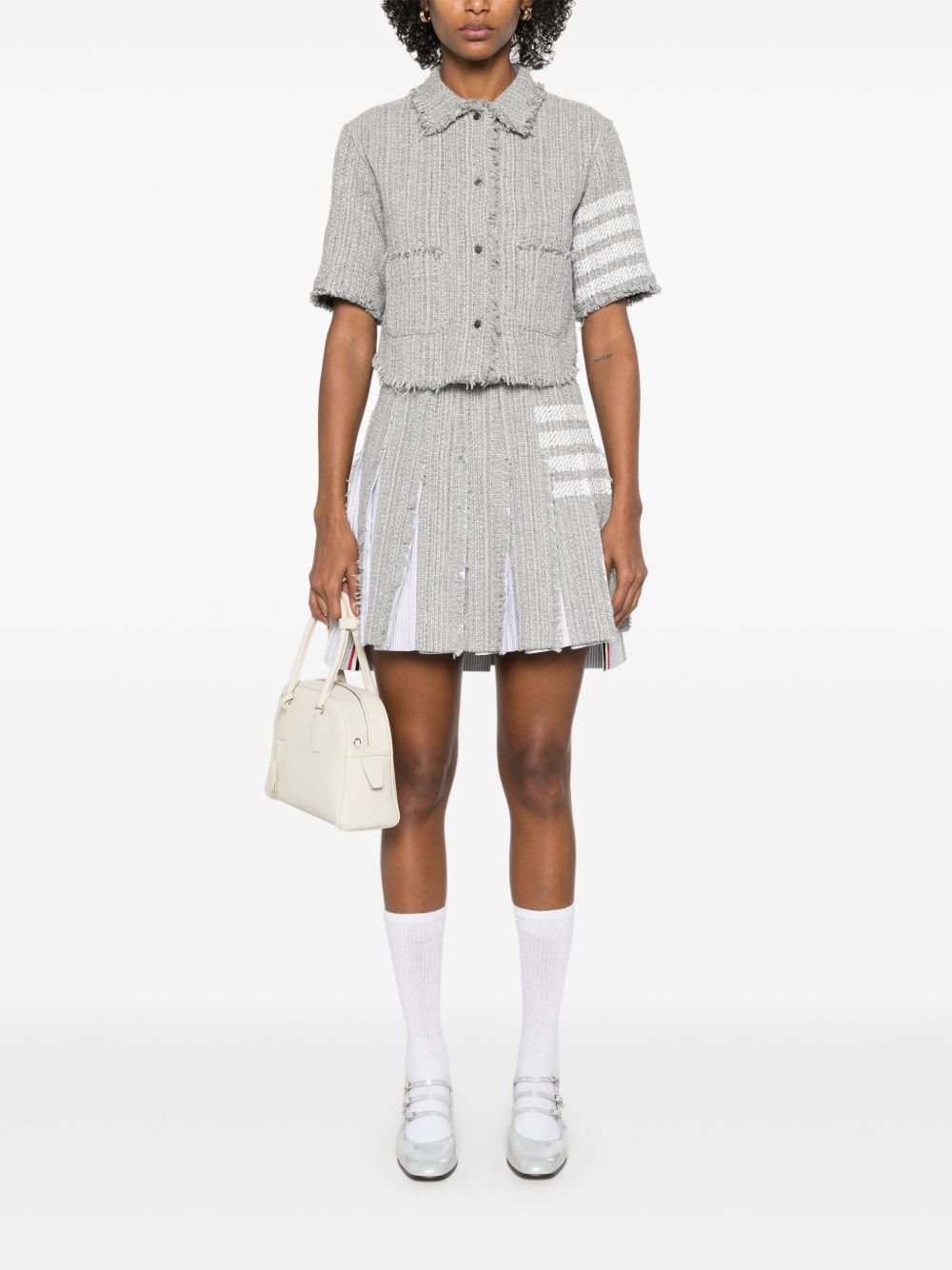 Thom Browne 4-Bar Stripe Mini Skirt - Grey