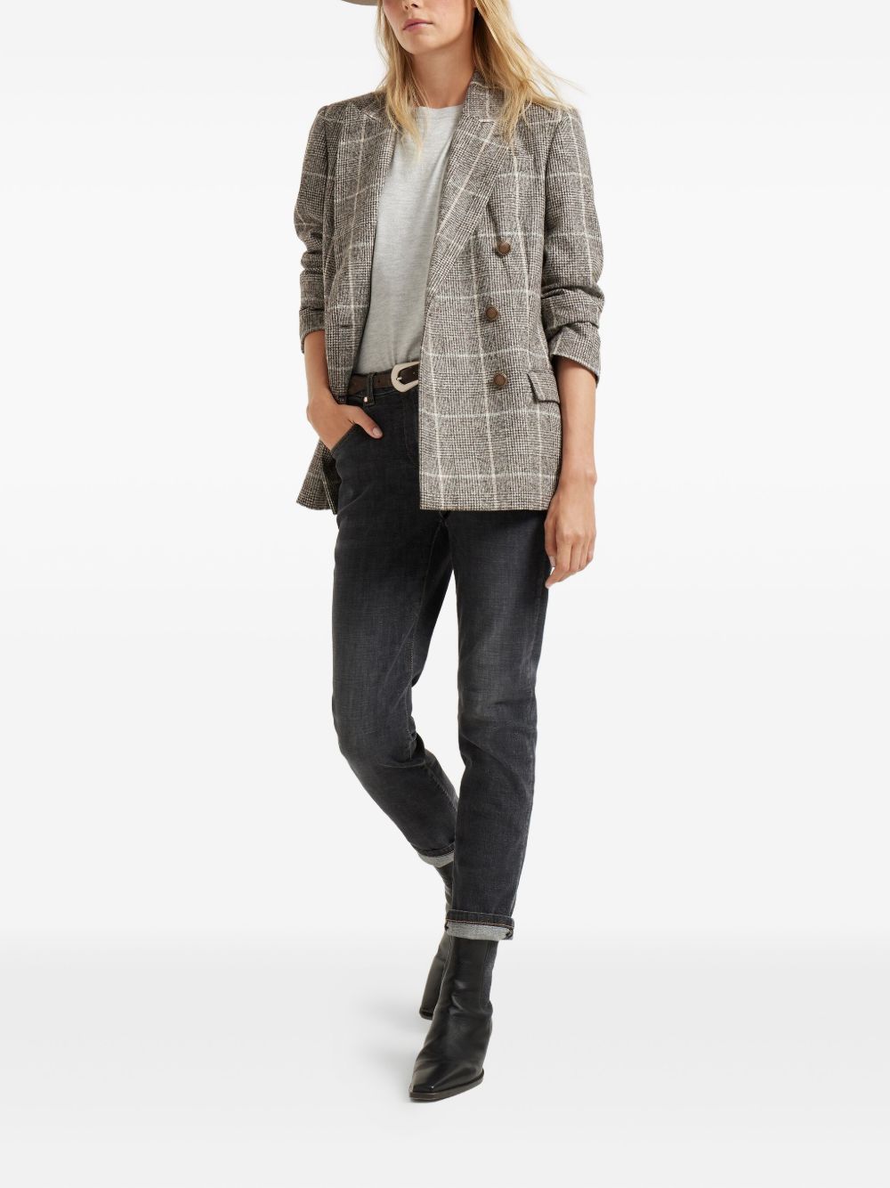 Brunello Cucinelli Cashmere And Silk T-shirt - Light Grey