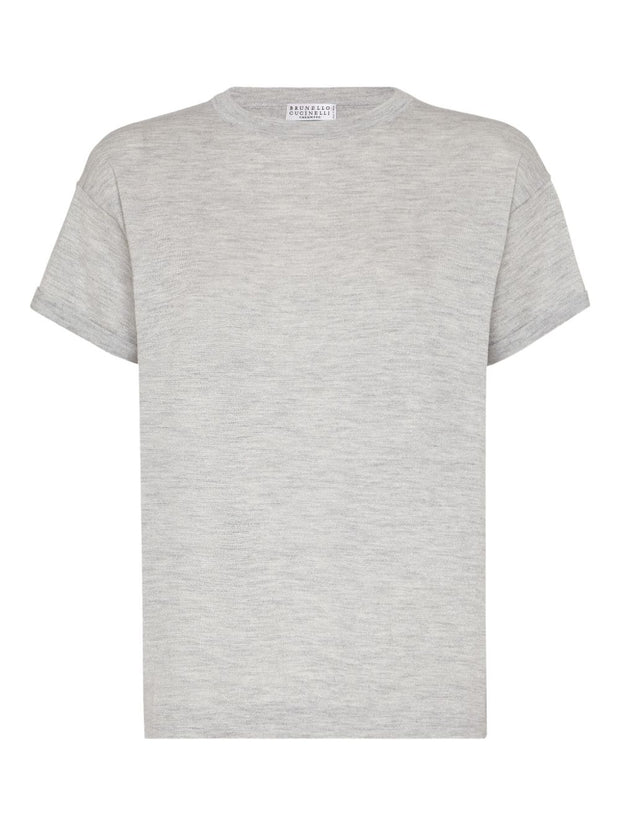Brunello Cucinelli Cashmere And Silk T-shirt - Light Grey