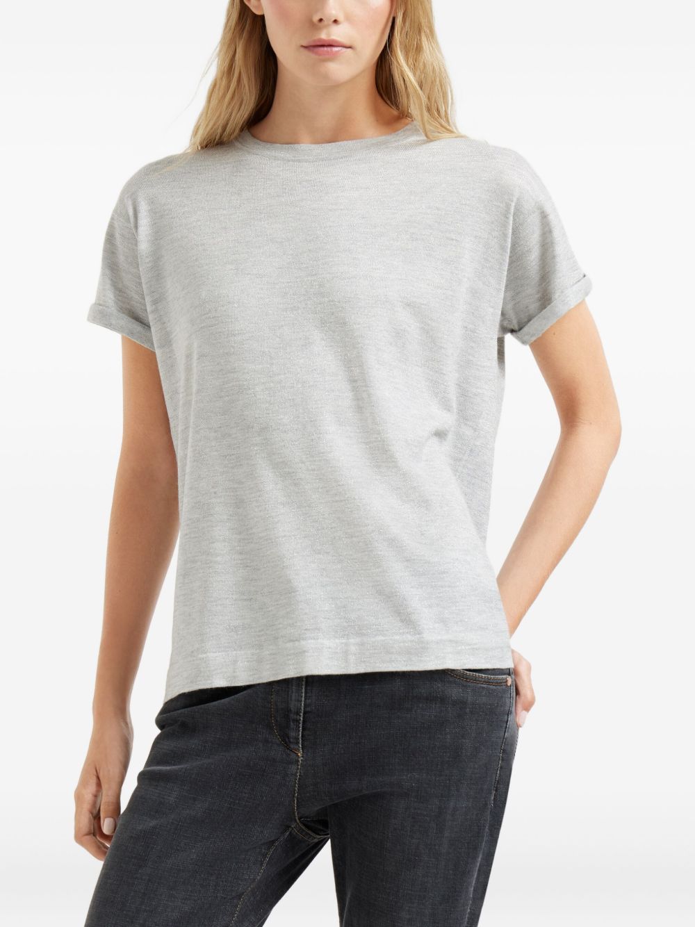 Brunello Cucinelli Cashmere And Silk T-shirt - Light Grey