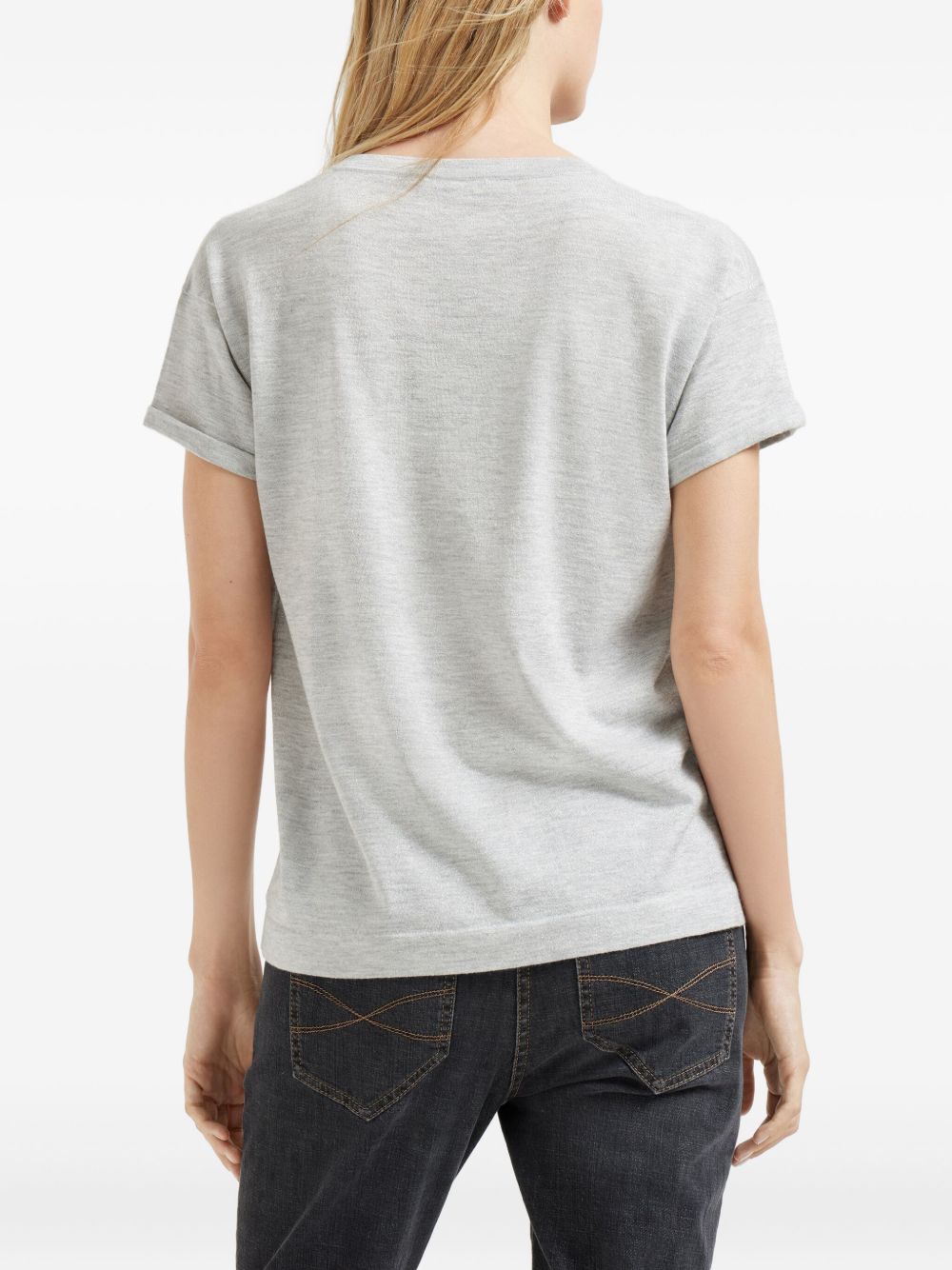 Brunello Cucinelli Cashmere And Silk T-shirt - Light Grey