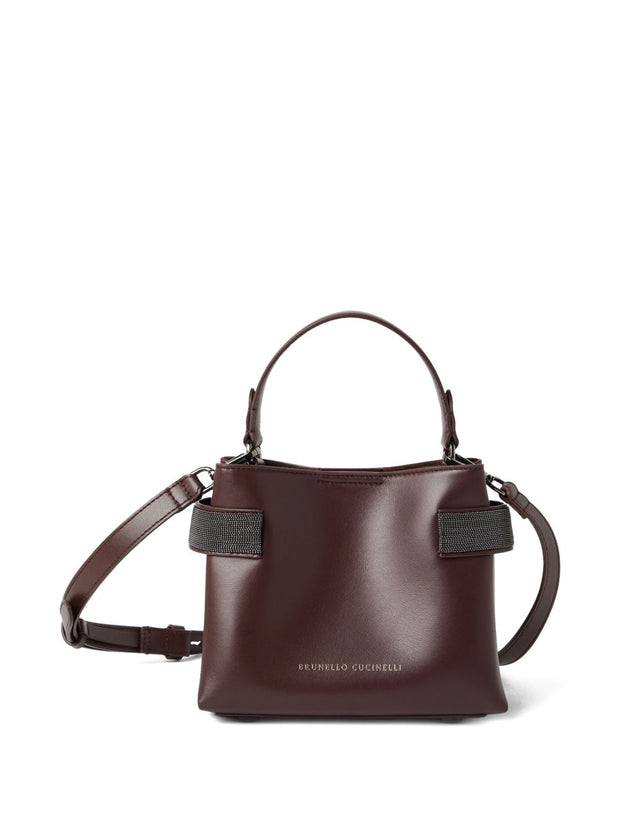 Brunello Cucinelli Essence Small Leather Handbag - Bordeaux