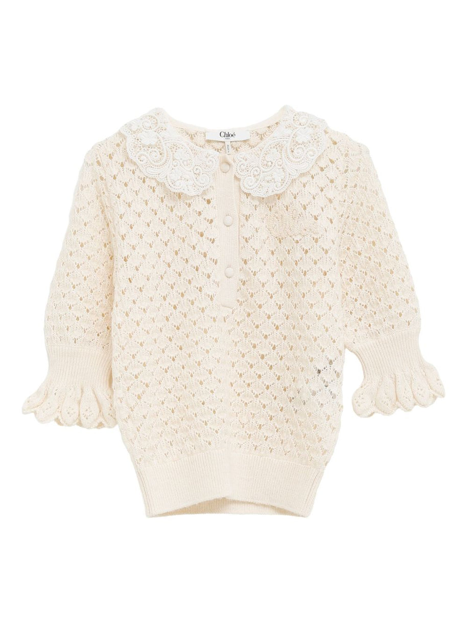 Chloé Chloè Wool And Silk Blend Sweater White