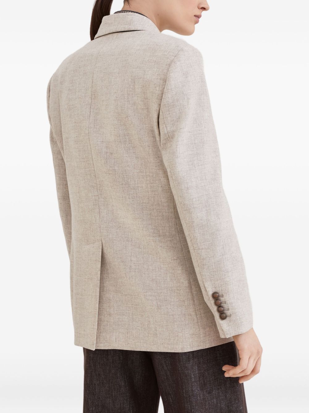 Brunello Cucinelli Virgin Wool And Cashmere Twill Flannel Blazer With Monili