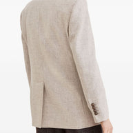 Brunello Cucinelli Virgin Wool And Cashmere Twill Flannel Blazer With Monili