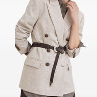 Brunello Cucinelli Virgin Wool And Cashmere Twill Flannel Blazer With Monili