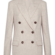 Brunello Cucinelli Virgin Wool And Cashmere Twill Flannel Blazer With Monili