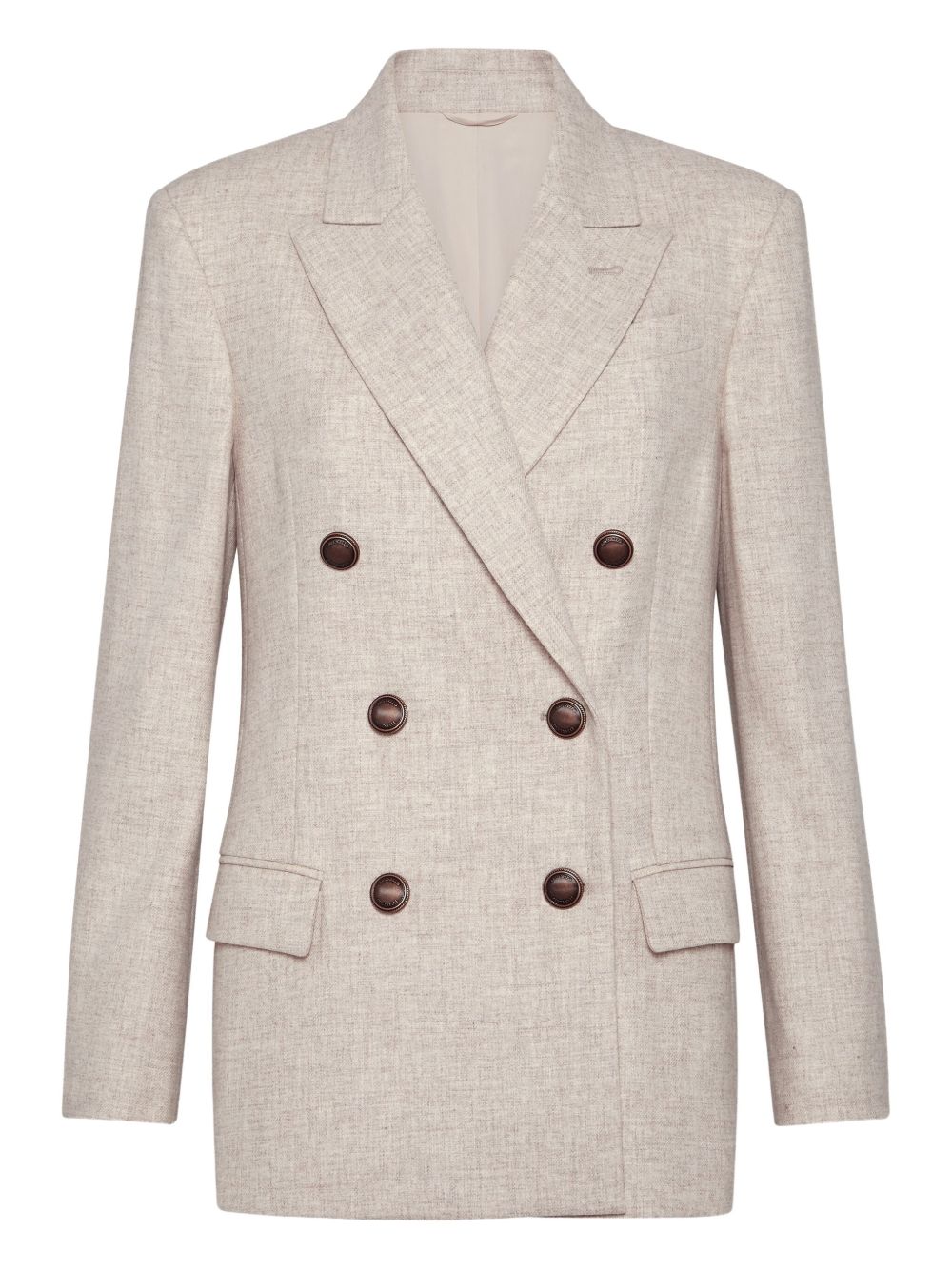 Brunello Cucinelli Virgin Wool And Cashmere Twill Flannel Blazer With Monili