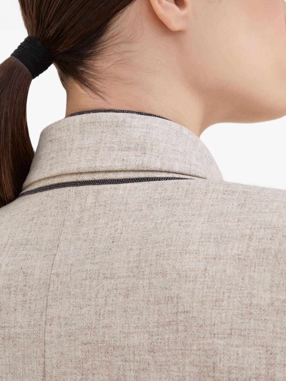 Brunello Cucinelli Virgin Wool And Cashmere Twill Flannel Blazer With Monili