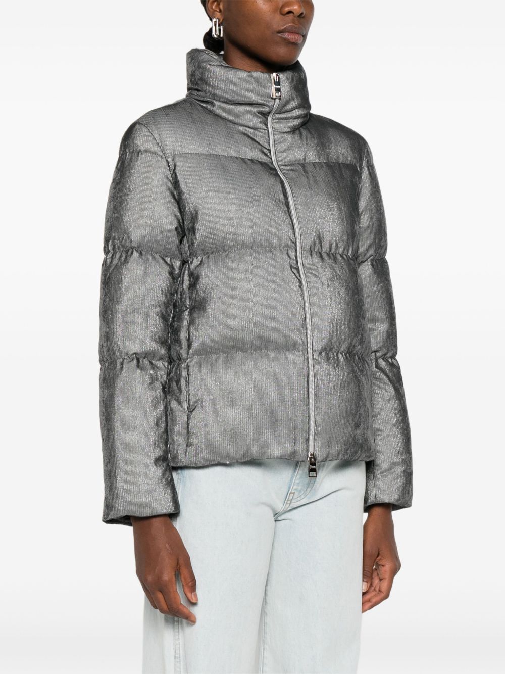 Herno Velvet Short Down Jacket Light Grey