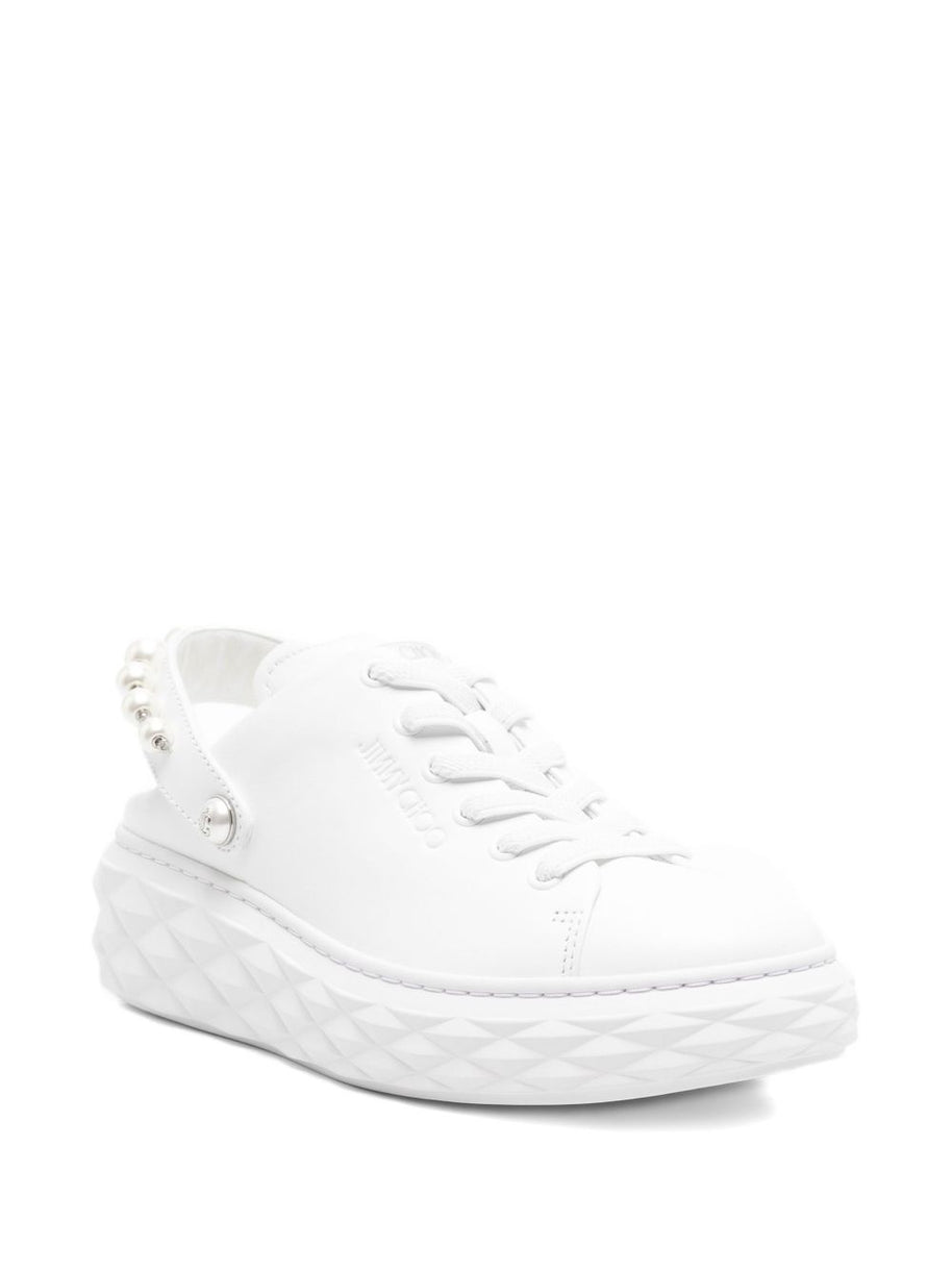 Jimmy Choo Maxi Pearl Leather Sneakers - White