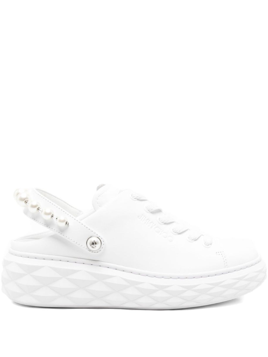 Jimmy Choo Maxi Pearl Leather Sneakers - White