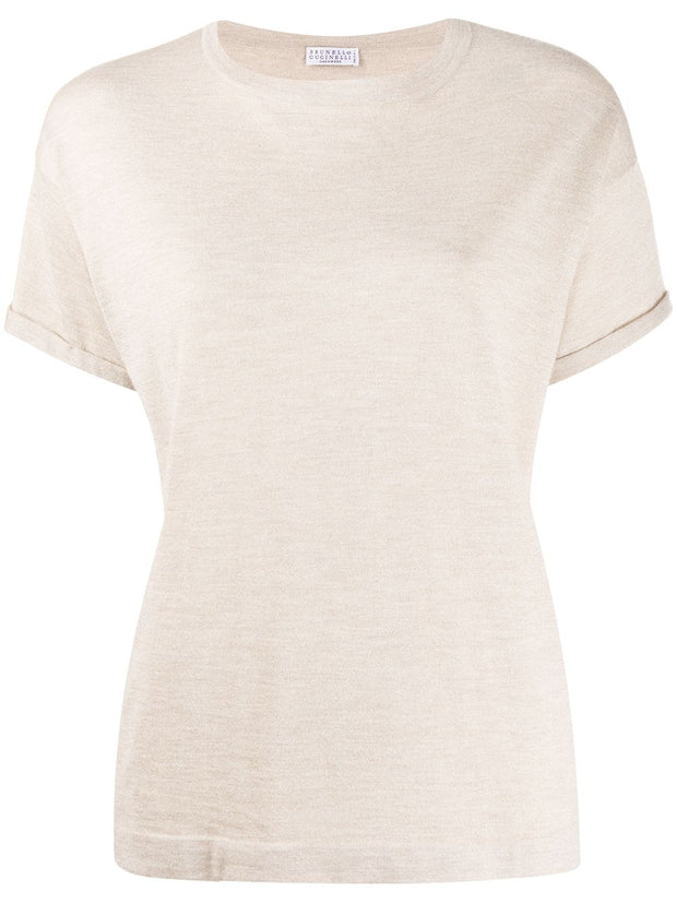 Brunello Cucinelli Cashmere And Silk T-shirt - Beige