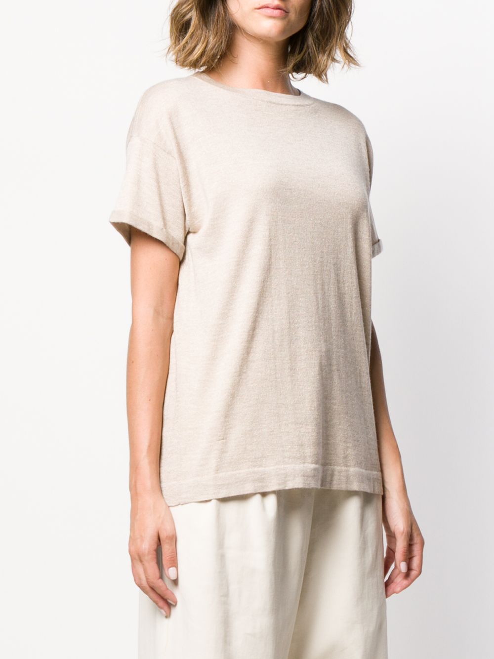 Brunello Cucinelli Cashmere And Silk T-shirt - Beige