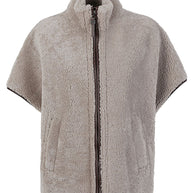 Brunello Cucinelli Curly Shearling Short Sleeve Outerwear With Shiny Zipper Pull