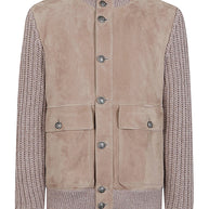 Brunello Cucinelli Leather Bomber Jacket Beige