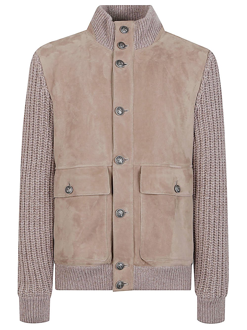 Brunello Cucinelli Leather Bomber Jacket Beige