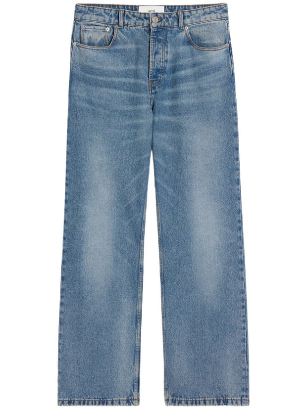 Ami Paris Wide Leg Denim Jeans - Clear Blue