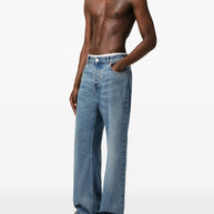 Ami Paris Wide Leg Denim Jeans - Clear Blue